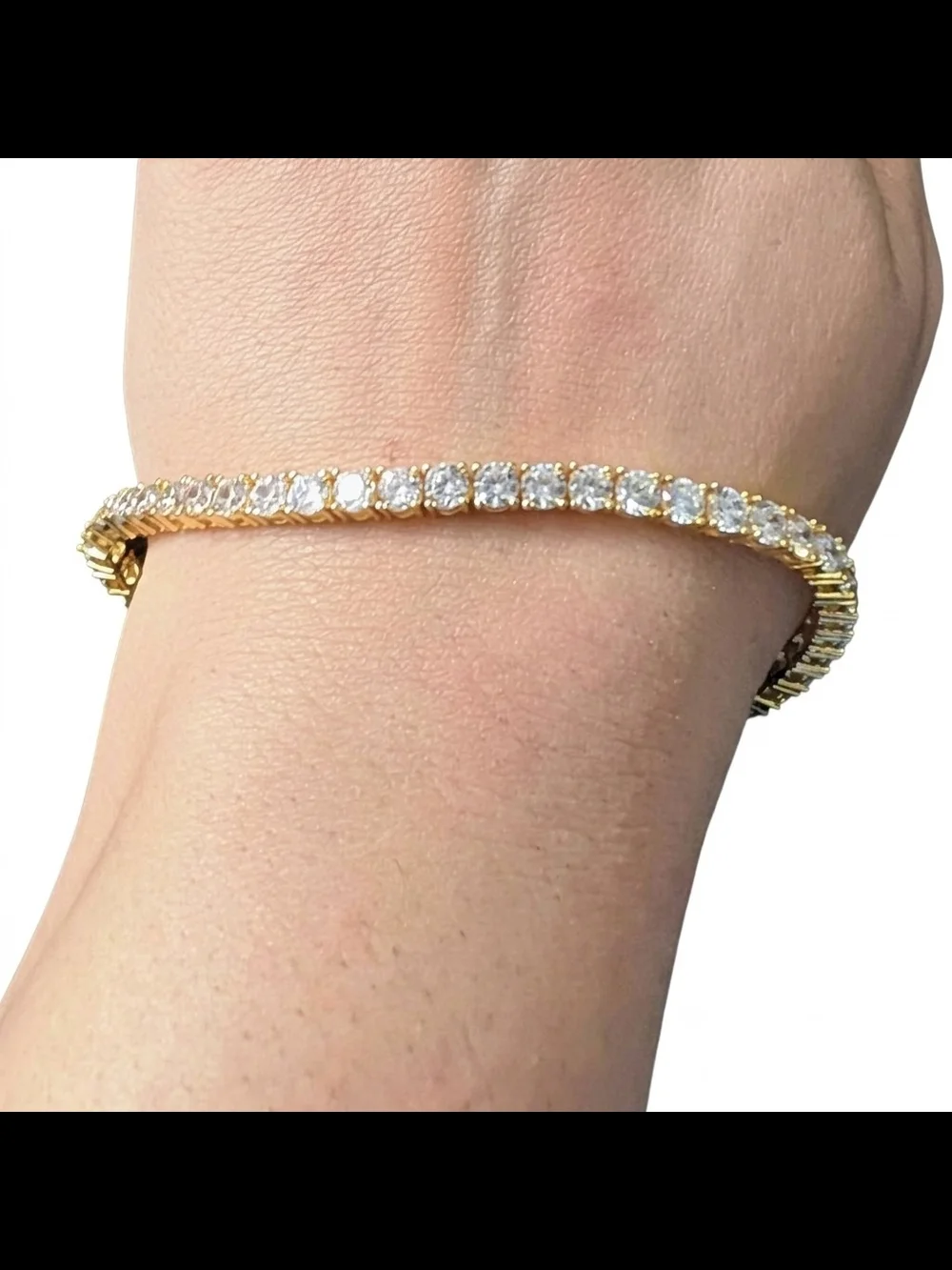 Gold Tennis Bracelet with Clear Stones - Women Jewelry